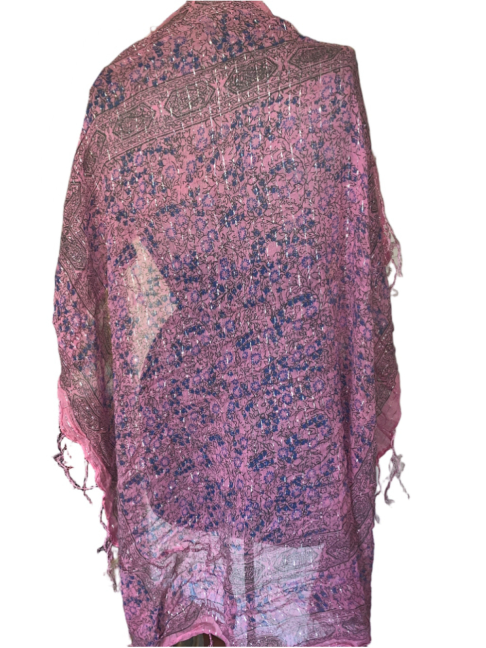 Women's Unbranded Floral Scarf One Size Pink and Blue